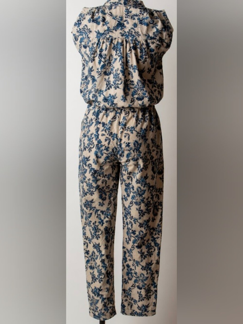 Matta NY Suma Bloom Jumpsuit with Tan and Blue Floral Print - XSmall - Picture 2 of 8